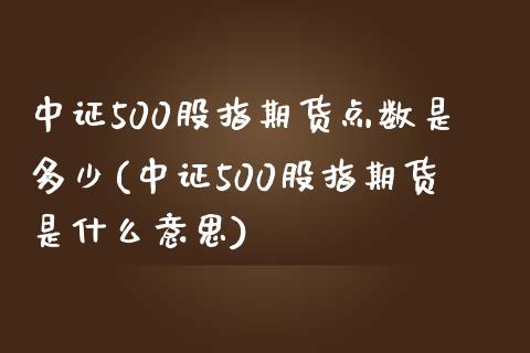 中证500股指期货点数是多少(中证500股指期货是什么意思)_https://www.gnhpgy.com_期货知识_第1张