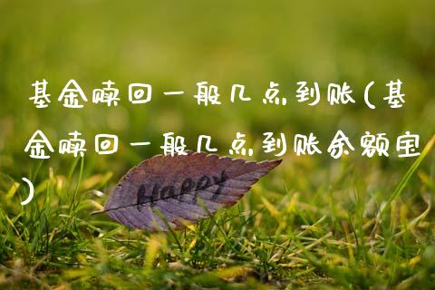 基金赎回一般几点到账(基金赎回一般几点到账余额宝)_https://www.gnhpgy.com_黄金期货_第1张