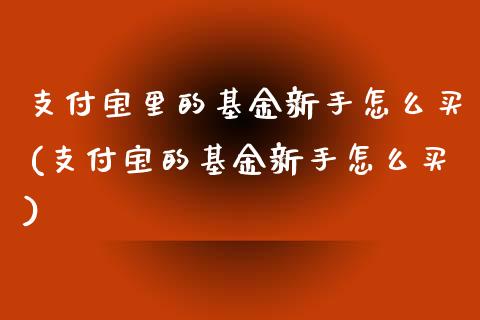 支付宝里的基金新手怎么买(支付宝的基金新手怎么买)_https://www.gnhpgy.com_恒指期货_第1张