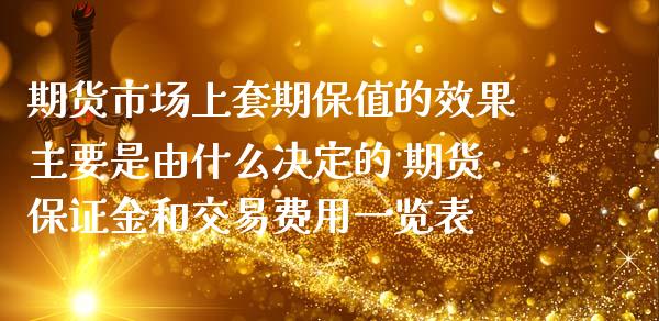 期货市场上套期保值的效果主要是由什么决定的 期货保证金和交易费用一览表_https://www.gnhpgy.com_德指期货_第1张
