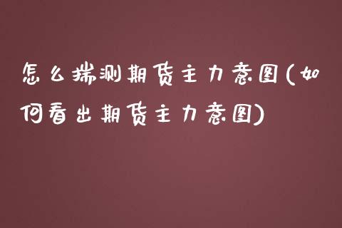 怎么揣测期货主力意图(如何看出期货主力意图)_https://www.gnhpgy.com_德指期货_第1张